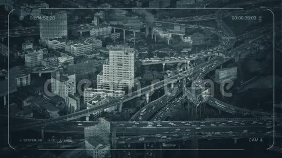 闭路电视大道路系统通过城市视频的预览图