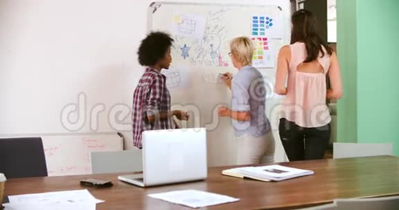 三位在办公室有头脑风暴会议的女企业家视频的预览图