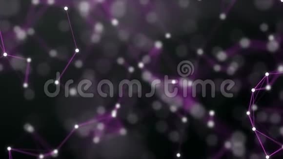 紫紫色抽象技术和黑色背景与丛元素和景深设置3D绘制视频的预览图