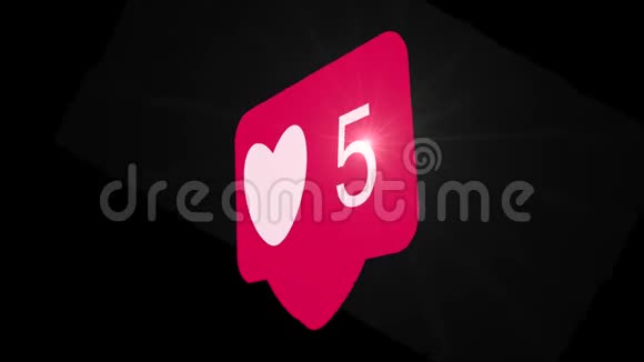 社交媒体红爱心计数器图标动画在黑色屏幕上视频的预览图