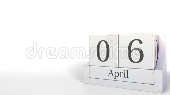 立方体日历显示4月6日3D动动画视频的预览图