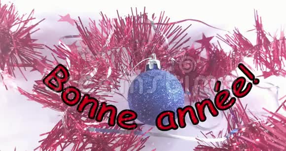 法语新年快乐视频4k2020恭喜节日背景上的雪冬季动画文字视频的预览图