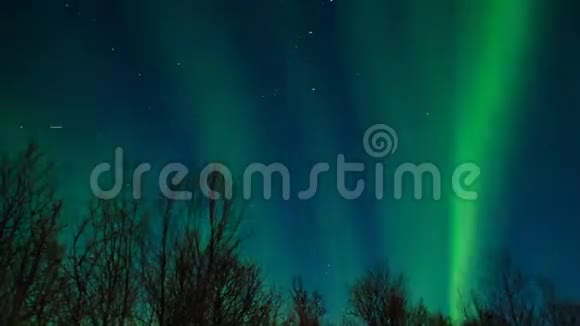 夜空中北极光的高清时间流逝视频的预览图