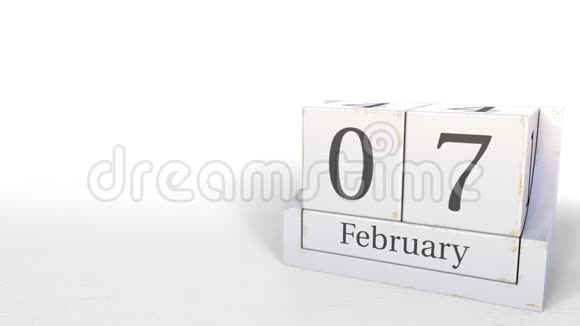2月7日复古立方体日历3D动画视频的预览图