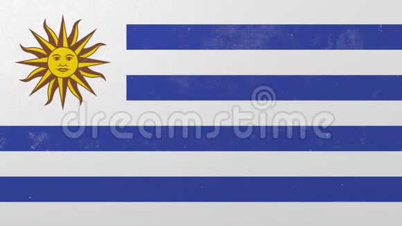 用乌拉圭的彩旗打破城墙乌拉圭危机概念三维动画视频的预览图
