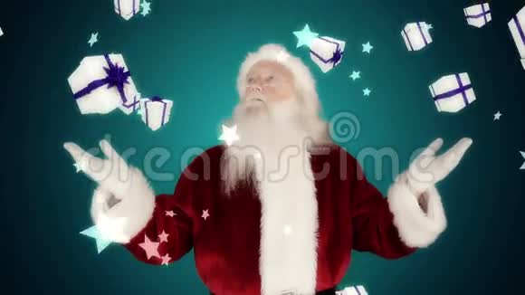 圣诞老人举起双手防止圣诞礼物掉落视频的预览图