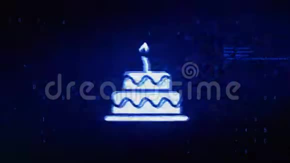 生日蛋糕符号数字像素噪音错误动画视频的预览图