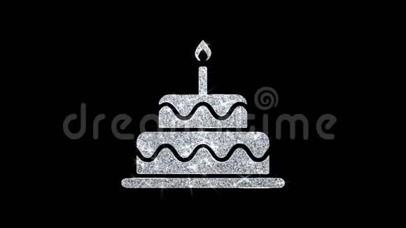 生日蛋糕图标闪烁环闪烁粒子视频的预览图
