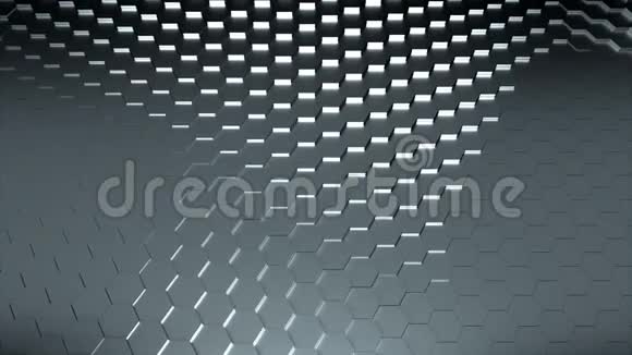 银色六边形的波浪状纹理计算机生成的现代背景三维渲染视频的预览图