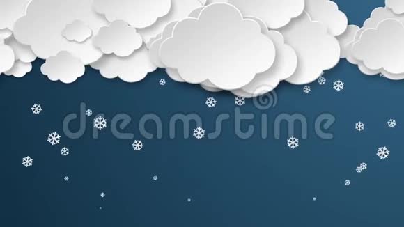 雪花片雪花片夜幕降临冬季天气无缝隙背景视频的预览图