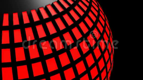 旋转黑色球体周围都有红灯3D渲染视频幻灯片视频的预览图