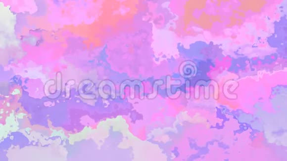 动画闪烁彩色背景无缝环视频水彩斑点效果独角兽可爱全息颜色粉红色紫色视频的预览图