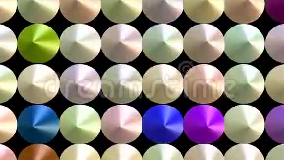 多彩圆锥组三维动画圆锥组移动颜色变化形状灵活视频视频的预览图