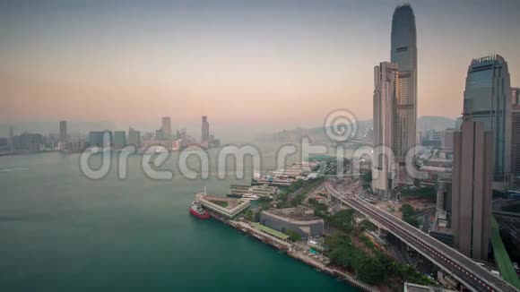 香港全景观日落时间推移视频的预览图
