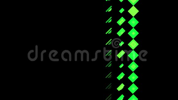 绿色运动抽象背景彩色像素闪烁和切换黑色背景无缝循环视频的预览图