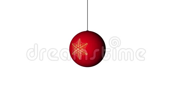 循环现实的动画圣诞和新年红球与金色雪花白色旋转装饰视频的预览图
