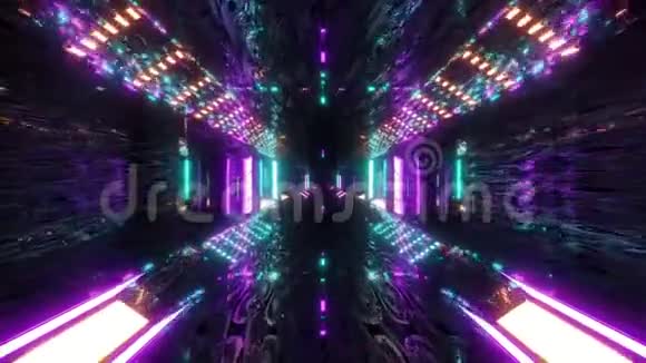 闪烁科幻隧道走廊与抽象的眼睛纹理三维插图现场壁纸运动背景视觉vj循环视频的预览图