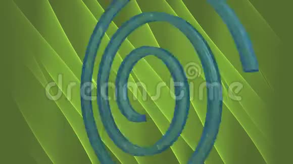 摘要三维视频背景与蓝色螺旋移动在绿色抽象区域透明材料的蓝色螺旋视频的预览图