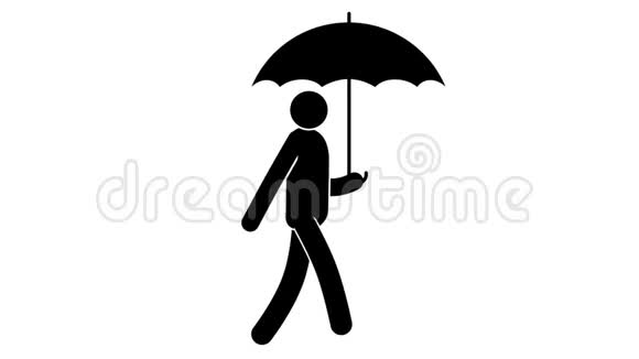 象形文字的人带着一把打开的雨伞视频的预览图