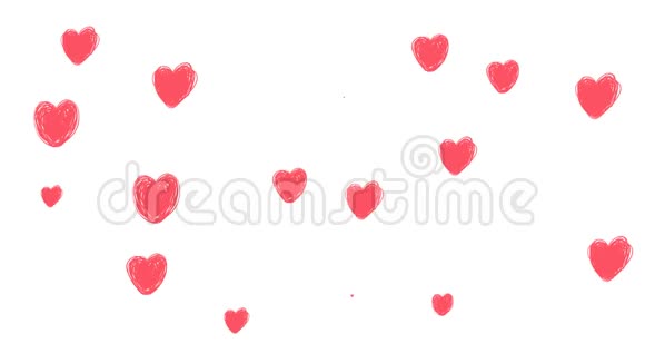 心多颗心心粉红色在透明的背景下的心画布剪辑的心卡通漫画视频的预览图
