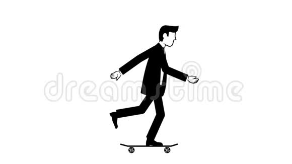 穿着黑色西装的人骑着滑板视频的预览图