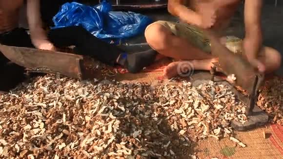 人用刀切草药视频的预览图