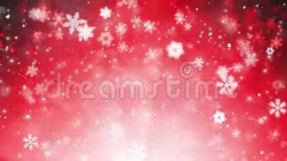 红色飘落的雪花背景循环和阿尔法哑光视频的预览图