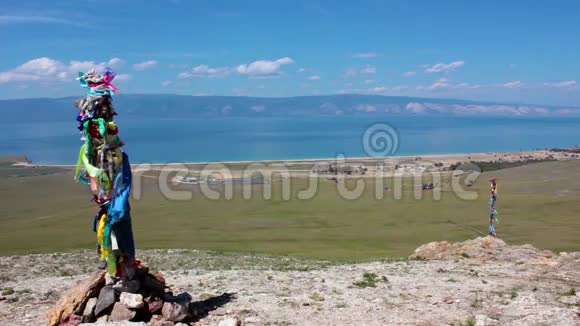 美丽的贝加尔湖景观奥勒洪岛贝加尔西伯利亚俄罗斯视频的预览图
