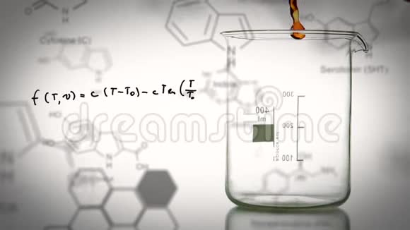 实验室烧杯手写配方数据和结构公式中的化合物视频的预览图