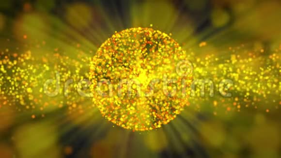 有许多射线的黄金抽象球体在空间中三维渲染计算机生成的背景视频的预览图
