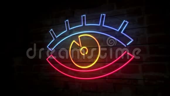 砖墙上的霓虹灯图标视频的预览图