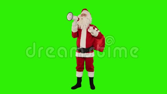 有扩音器的圣诞老人宣布绿色屏幕股票录像视频的预览图