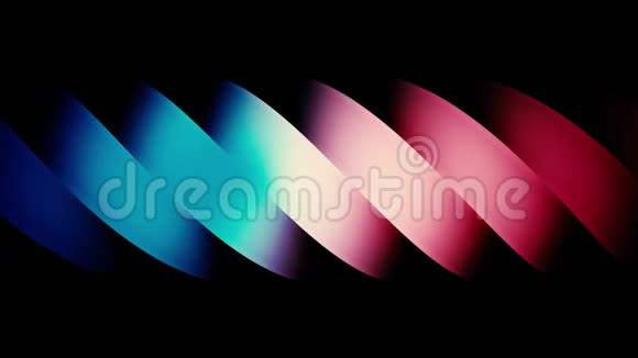 抽象的彩色粉红色和蓝色螺旋的宽弯曲条纹在黑色背景上移动动画梯度螺旋视频的预览图