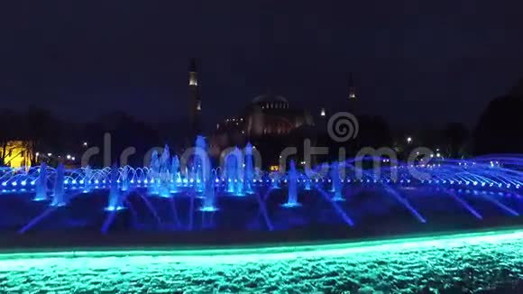 伊斯坦布尔苏丹艾哈迈德清真寺前的喷泉视频的预览图