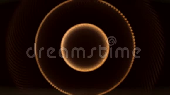 霓虹灯球体和螺旋在黑暗背景上旋转的抽象动画动画抽象螺旋视频的预览图