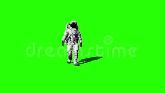 宇航员在绿色屏幕上行走并敬礼视频的预览图