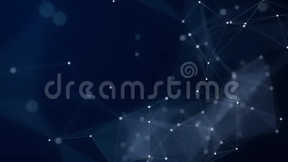白雪公主抽象技术和杯状深蓝色背景与丛元素和景深设置3D视频的预览图