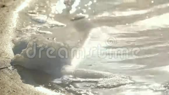 泡沫在波浪上摇摆慢动作视频视频的预览图