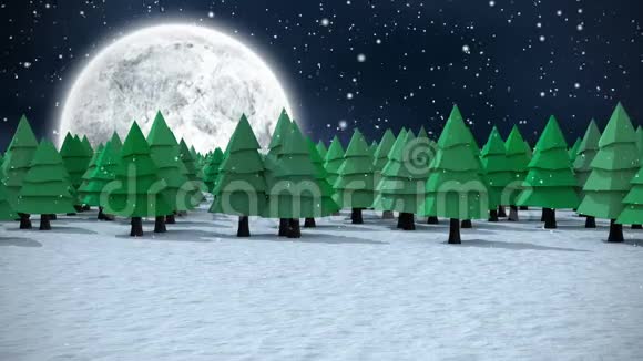 背景中有大月亮的森林动画视频的预览图