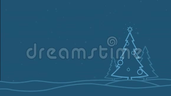 4K冬季动画循环蓝色背景与降雪和三个弗里斯广告或销售banner背景视频的预览图