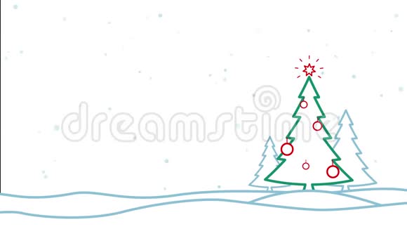 4K冬季动画循环白色背景与降雪和三层广告或销售banner背景视频的预览图