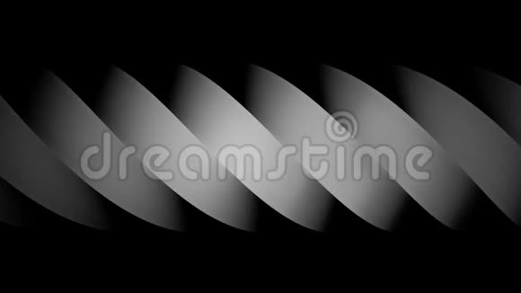 在黑色背景上移动的宽弯曲条纹的抽象白色螺旋动画单色螺旋图形视频的预览图