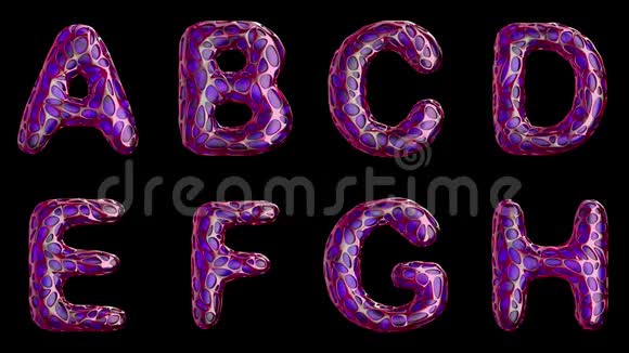 字母从塑料与抽象孔隔离在黑色背景上ABCDEFGH4K视频的预览图