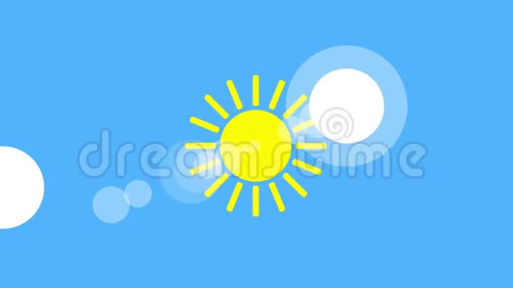 阳光和云图标动画带蓝色背景图标设计录像动画明亮太阳孤立漫画视频的预览图