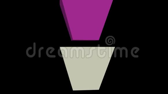 被截断的金字塔在运动四个金字塔旋转和创造框架的文本米色和紫色抽象3d视频的预览图