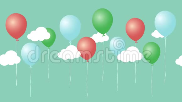 彩色动画卡通气球与云视频的预览图