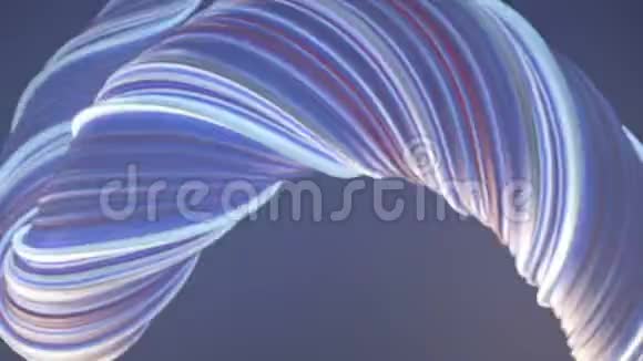 蓝色扭曲的形状计算机生成的抽象几何三维渲染循环动画高清分辨率视频的预览图