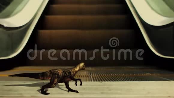扶梯背景上的小恐龙视频的预览图