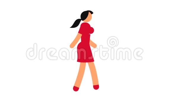 五颜六色的女人图标穿着红色的裙子视频的预览图