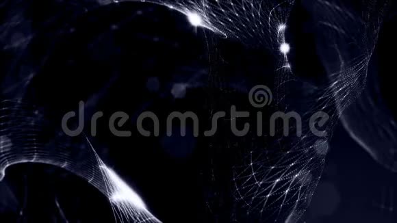 微世界或纳米技术黑色背景无缝循环动画与辉光粒子抽象科幻虚拟视频的预览图
